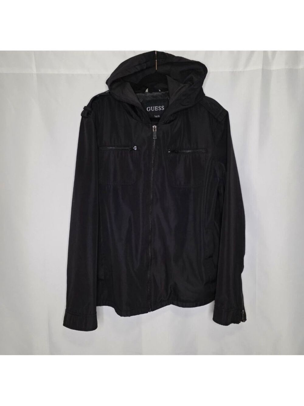 Men's GUESS Black Hooded Lightweight Jacket XL